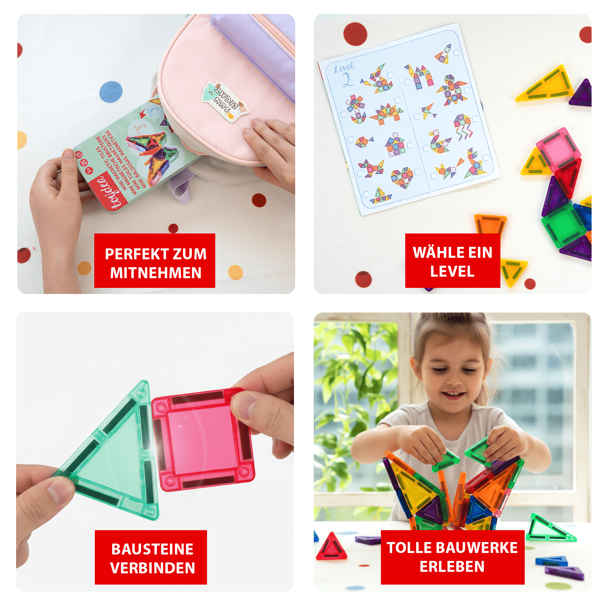 Toydea Magnet Bausteine | Kreatives Reisespielzeug ab 3 J | Geschenkideen für Kinder