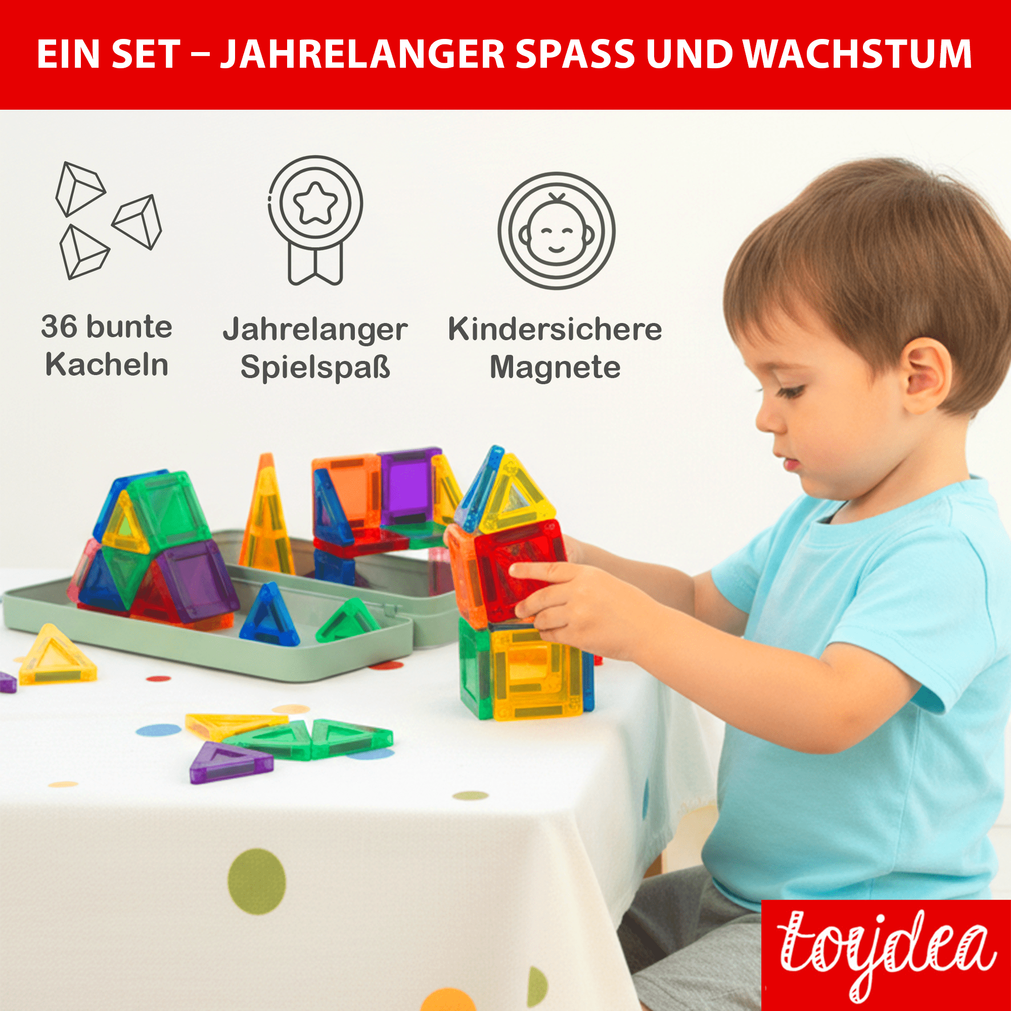 Toydea Magnet Bausteine | Kreatives Reisespielzeug ab 3 J | Geschenkideen für Kinder