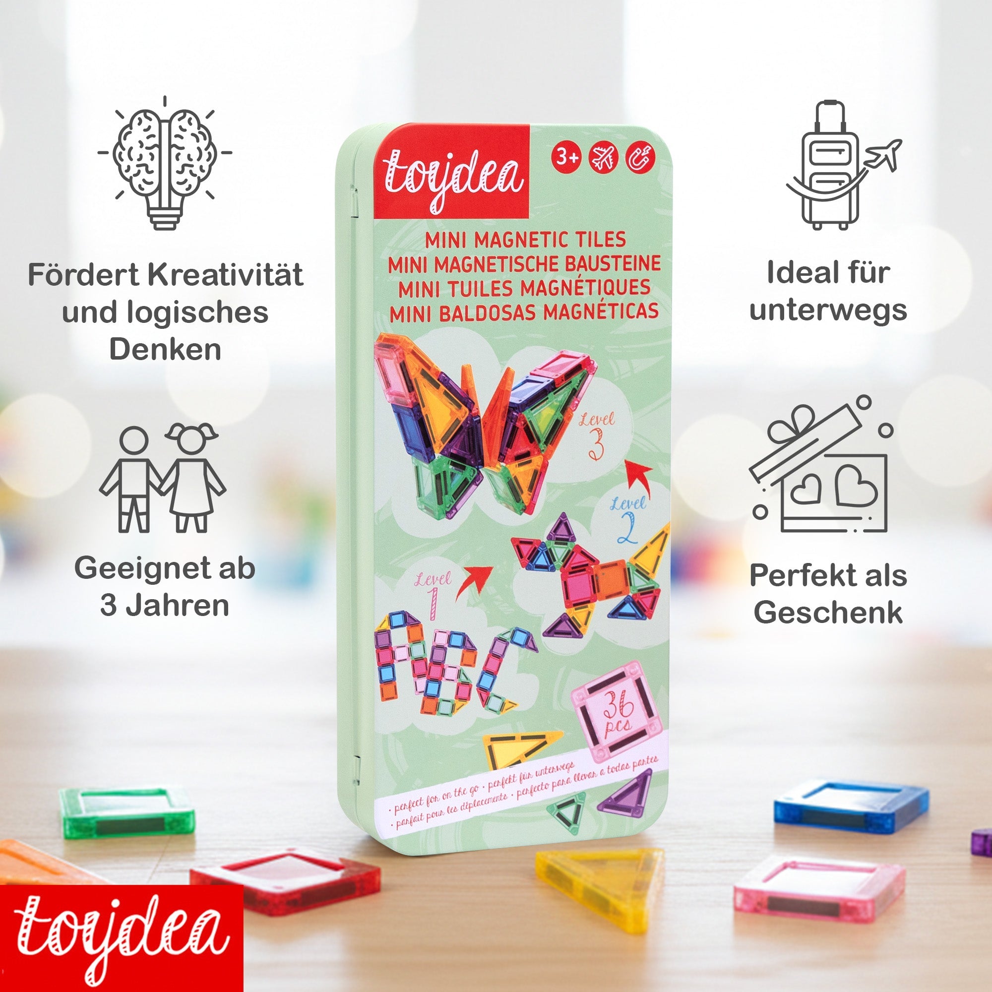 Toydea Magnet Bausteine | Kreatives Reisespielzeug ab 3 J | Geschenkideen für Kinder