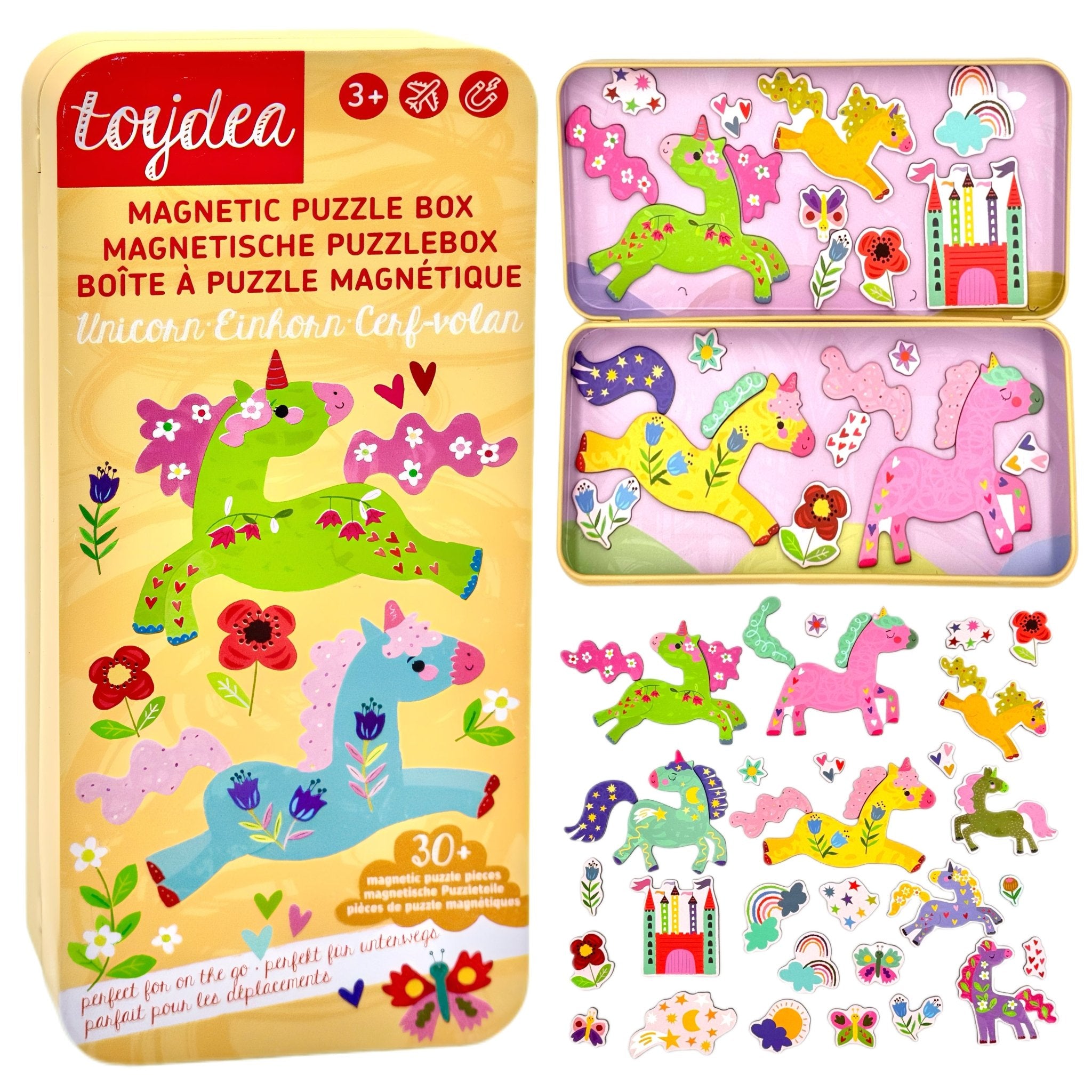 Magnetspiel Puzzle Box Einhorn | Kreatives Reisespielzeug ab 3 J.