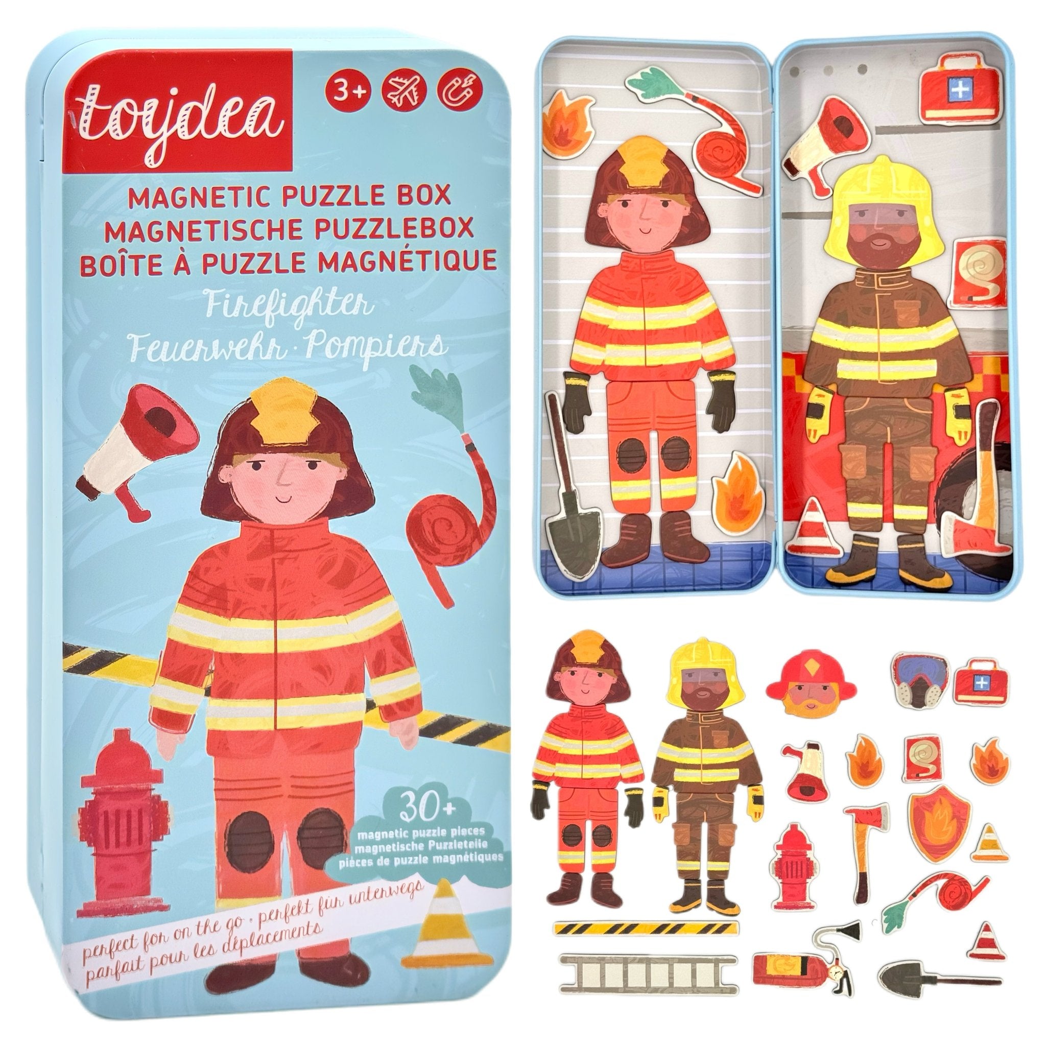 Magnetspiel Puzzle Box Feuerwehrmann | Kreatives Reisespielzeug ab 3 J.