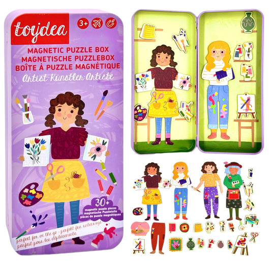 Toydea Magnetspiel Puzzle Box 'Künstlerin' mit Verpackung und allen 30+ Zubehörteilen.