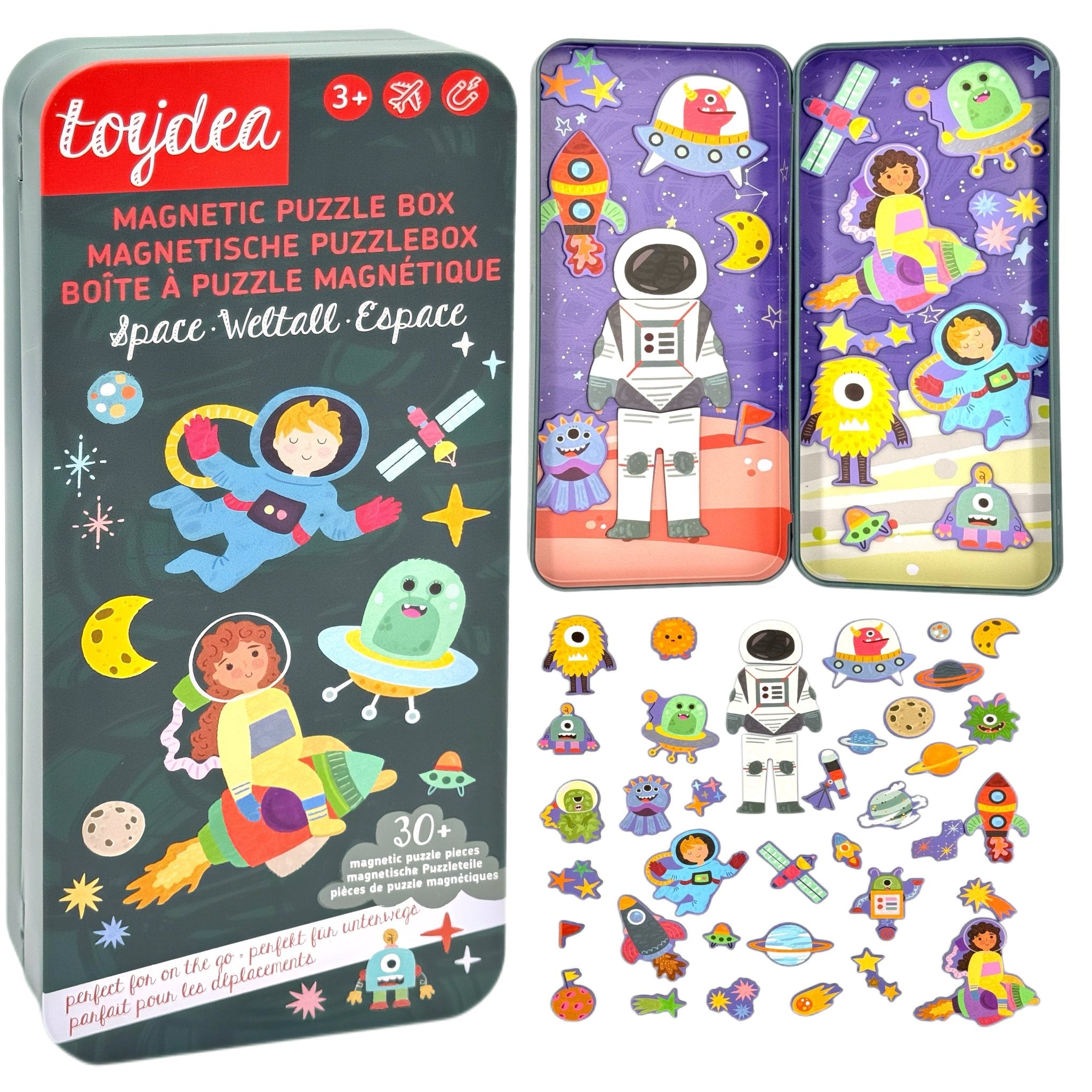 Magnetspiel Puzzle Box Weltraum | Kreatives Reisespielzeug ab 3 J.